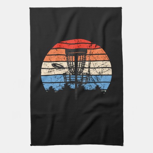 Frisbee Golf Disc Golf Retro Geschirrtuch (Vertikal)