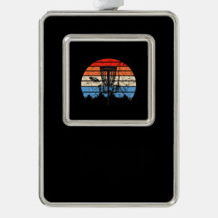 Frisbee Golf Disc Golf Retro Rahmen-Ornament Silber