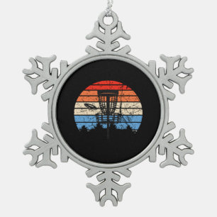 Frisbee Golf Disc Golf Retro   Schneeflocken Zinn-Ornament