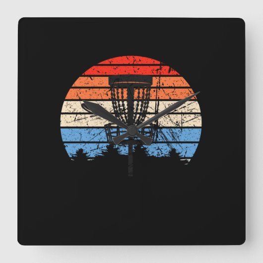 Frisbee Golf Disk Golf Retro Quadratische Wanduhr (Vorderseite)