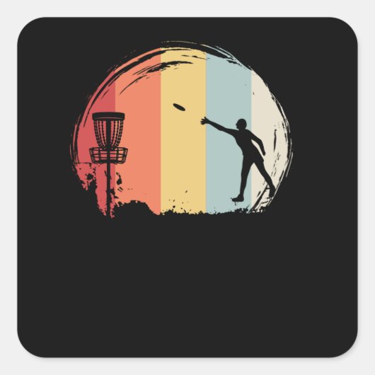 Frisbee Golf Retro Quadratischer Aufkleber (Vorderseite)