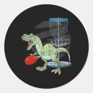 Frisbee Golfer T Rex Dinosaur Golf Spieler Dino Di Runder Aufkleber