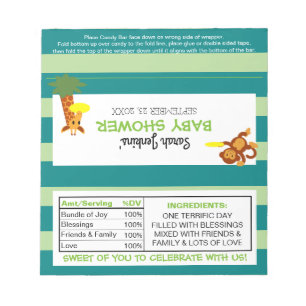 Frisbee Jungle Baby Shower Favor Candy Wrappers Notizblock