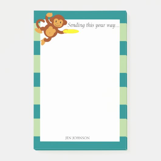 Frisbee Jungle Monkey Personalisiert Post-it Klebezettel (Vorderseite)