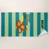 Frisbee Monkey Personalisiert Beach Handtuch (Vorderseite)