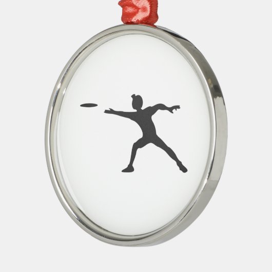 Frisbee-Silhouette Silbernes Ornament (Links)
