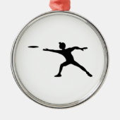 Frisbee-Silhouette Silbernes Ornament (Vorne)