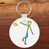 Frisbee werfender Stickman Schlüsselanhänger (Rückseite)