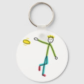 Frisbee werfender Stickman Schlüsselanhänger (Rückseite)