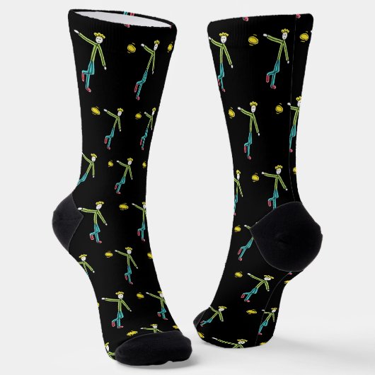 Frisbee werfender Stickman Socken (Gewinkelt)