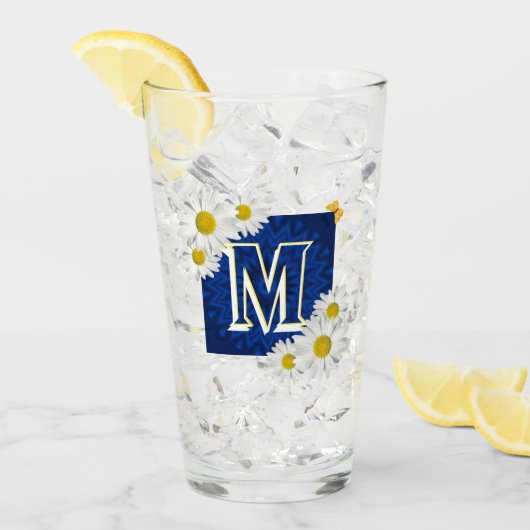 Frisch als Gänseblümchen-Monogramm Glas (Vorderseite Ice)