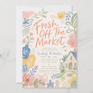 Frisch auf dem Markt Gemalte Florale Hochzeitsdusc Einladung