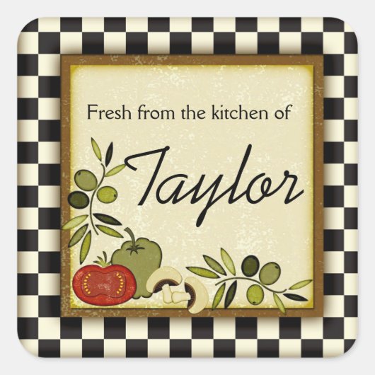 Frisch aus der Küche von Sonderaufklebern Quadratischer Aufkleber (Vorderseite)