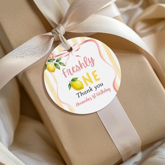 Frisch Ein Bogen Rosa Gelbe Zitrone Erster Geburts Geschenkanhänger
