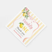 Frisch Ein Bogen Rosa Gelbe Zitrone Erster Geburts Serviette (Ecke)