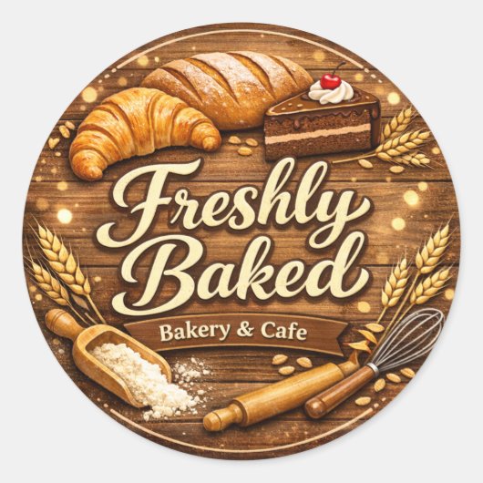 Frisch Gebacken – Bäckerei & Café Logo Aufkleber (Vorderseite)