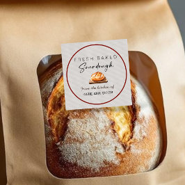 Frisch gebackene Sauerteig-Etiketten Bäckerei-Aufk Quadratischer Aufkleber