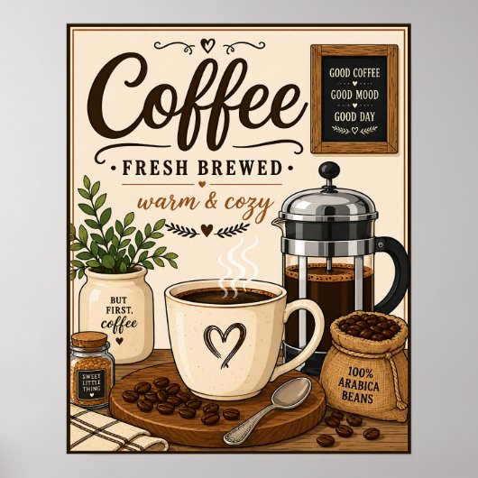 Frisch gebrühtem Kaffee Poster (Vorne)