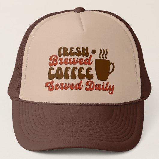 Frisch gebrühtes Kaffee-Wortkunst Truckerkappe (Vorderseite)