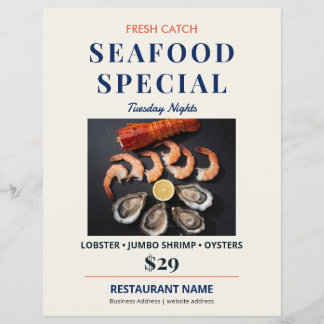 Frisch gefangene Marineblaue Seafood-Restaurant-Sp Flyer