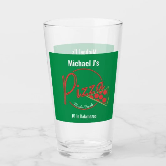 Frisch Gemachte Pizza Pizzeria Bierglas Glas (Vorderseite)
