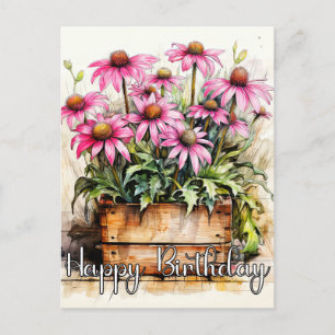 Frisch gepflanzte Aster-Blumen-Illustration Postkarte