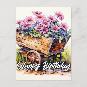 Frisch gepflückte Aster-Blumen-Illustration Postkarte