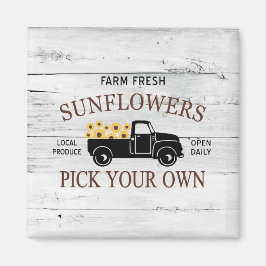 Frisch gepflückte Sonnenblumen Farm Truck Magnet