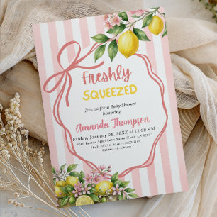 Frisch gepresste Limonade Rosa Schleife Babyparty Einladung