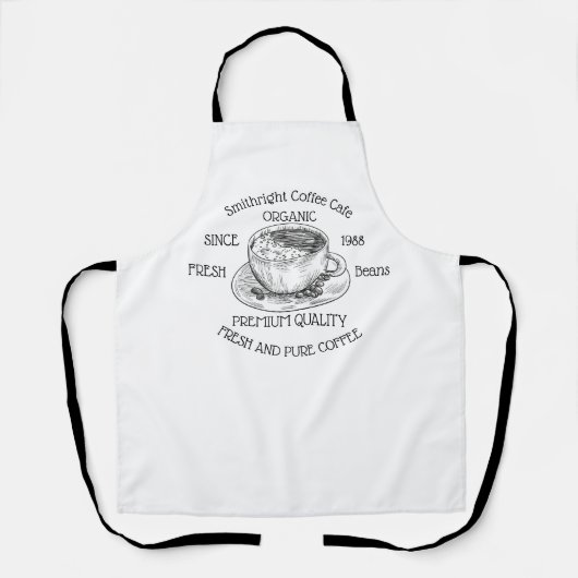 frisch gerösteter Kaffee-Cup Weiß Schürze (Vorderseite)