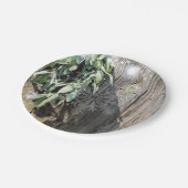 Frisch geschnittener Sage Barn-wood Snowflake Twin Pappteller (Schrägansicht)