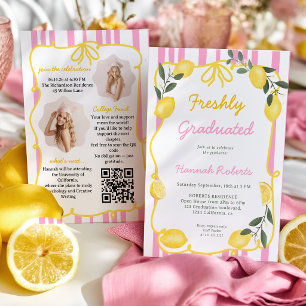 Frisch Graduiert Rosa Zitrone Gelb Bogen Foto QR Einladung