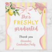 Frisch graduierte Limonade-Lemon-Graduationsparty Weinetikett (Einzelnes Label)