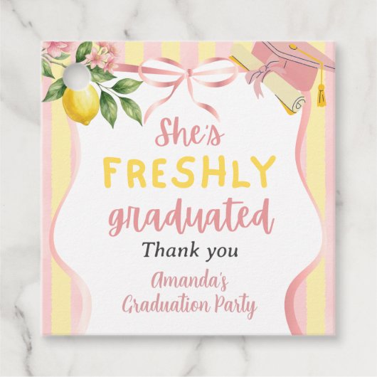 Frisch graduierte Limonade-Limonen-Abschlussfeier Geschenkanhänger (Vorderseite)