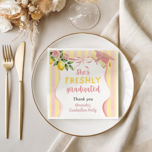 Frisch graduierte Limonade-Limonen-Abschlussfeier Serviette