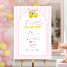 frisch graduierte rosa Schleife Willkommensschild