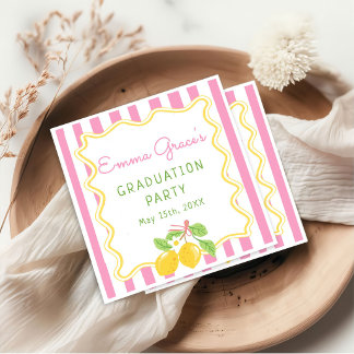 Frisch graduierte Zitronen-Rosa-Streifen-Absolvent Serviette