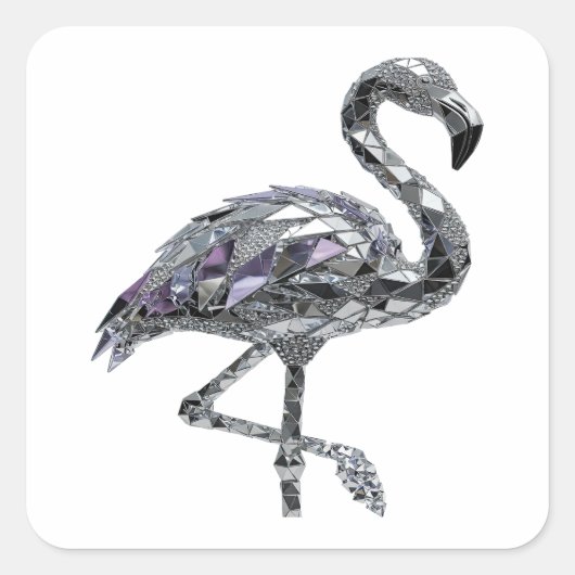 Frisch Silber FLAMINGO Sticker Design (Vorderseite)