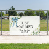 Frisch Vermählt Auto Banner mit Bogen und Blumen (Insitu)