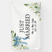 Frisch Vermählt Auto Banner mit Bogen und Blumen (Vertikal)