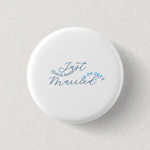 Frisch Vermählt Name des Paares Datum Jahr Hochzei Button