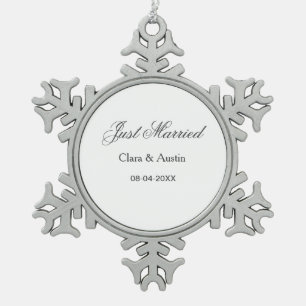 Frisch Vermählt Name des Paares Datum Jahr Hochzei Schneeflocken Zinn-Ornament