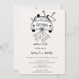 Frisch Vermählte Auto Hochzeitsempfang Einladung