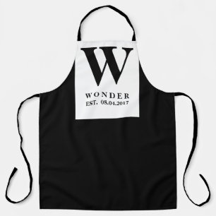 Frisch Vermählte Monogramm schwarze moderne Hochze Schürze
