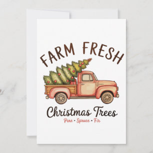 Frisch vom Bauernhof Weihnachtsbaum Rosa Lastwagen Feiertagskarte