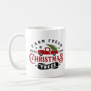Frisch vom Bauernhof Weihnachtsbäume Vintage LKW Kaffeetasse
