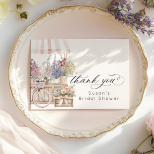 Frisch vom Markt Blumenwagen Brautparty Dankeskarte