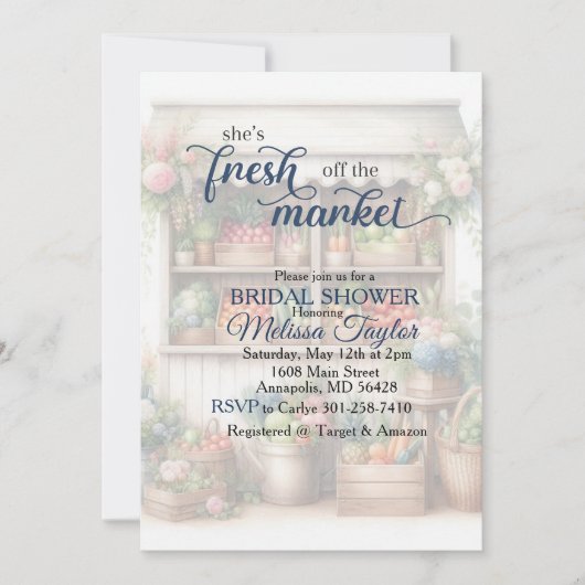 Frisch vom Markt Brautdusche Einladung (Vorderseite)