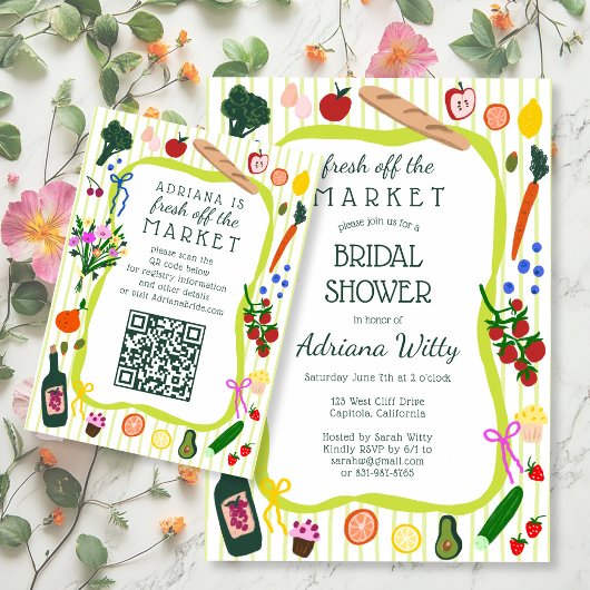 FRISCH VOM MARKT Brautparty INDIVIDUELLER QR-Code RSVP Karte