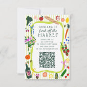 FRISCH VOM MARKT Brautparty INDIVIDUELLER QR-Code RSVP Karte (Vorderseite)